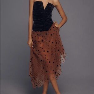 Anthropologie Elegant Brown Polka Dot Skirt